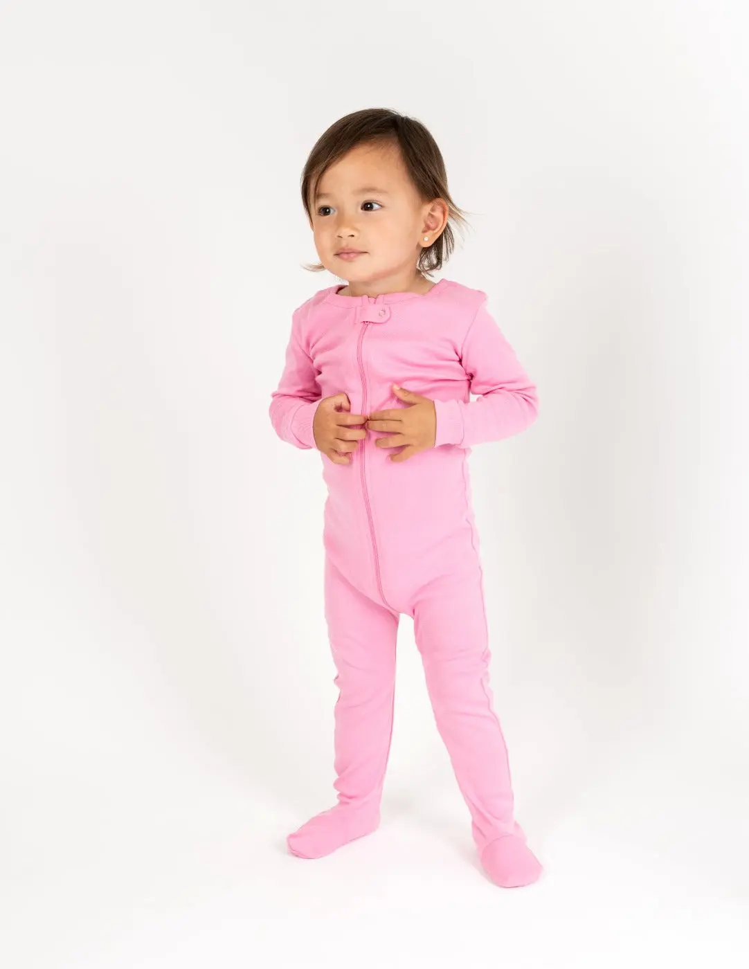 Solid Color Pink Footed Pajamas
