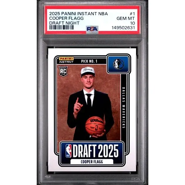 Cooper Flagg Mavericks 2025 Panini Instant Draft Night Rookie Card #1 PSA 10
