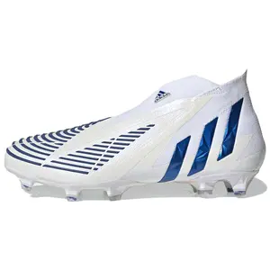 Adidas Predator Edge Round Toe FG Firm Ground Soccer Cleats for Men in White and Blue Trending Shoes, House White Official Shoes to Get / Maison Mihara
