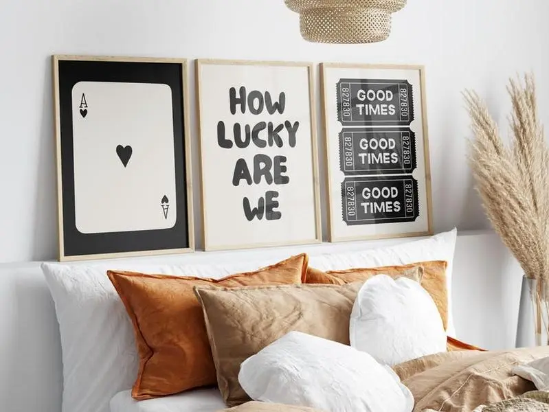 Black girl magic wall art and melanin affirmations decorating bedroom walls