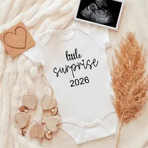 Little Surprise 2026 Pregnancy Announcement Baby Bodysuit Cotton Baby Boys Girls Romper Short Sleeve Jumpsuit Infant Clothing