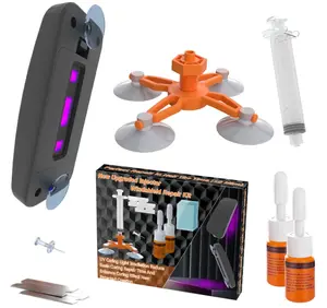 Brennenstuhl Windshield Repair Kit for Chips and Cracks, Rock Chip Repair Kit Windshield, for All Car Windshield Crack Repair Kit to Repair Scratches, with Curing and Pressurizing Device