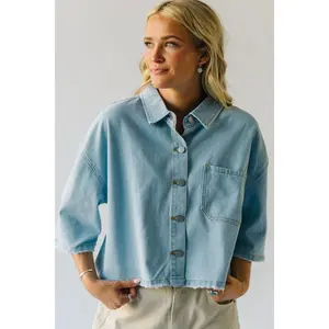The Jensvold Cropped Denim Jacket in Light Blue