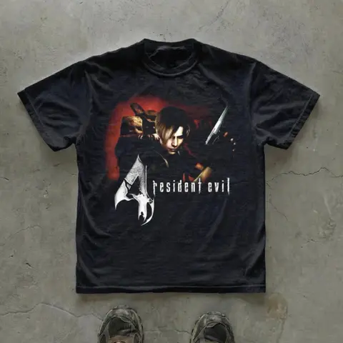 Leon T-Shirt, Resident Evil 4 Game Tee, Gifts Shirt, Unisex Vintage Graphic Tees Gothic Grunge Y2k Emo Scene Amity Affliction Style Clothes Men Women Streetwear