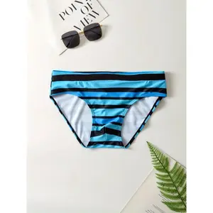 Men'sHigh-PerformanceStripedSwimBriefswithDrawstring-QuickDry,StretchFabricforBeach&PoolCompetitions