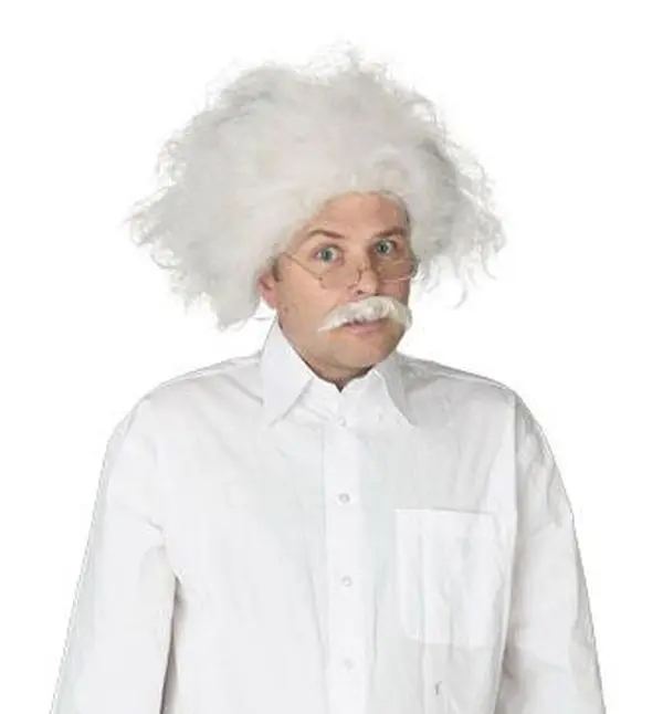 White Hair Scientist Wig and Mustache Costume Accessory Set