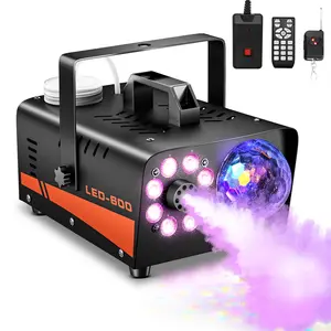 600W Smoke Machine with Remote Control, RGB Effect LED Light, Fog Machine with Disco Ball, Novelty Lighting for Party, Wedding, Halloween, Christmas
