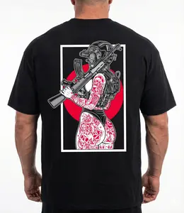 Military Tattoo Girl T-Shirt, Tactical Tee, Rifle Menswear Shirt Top Streetwear