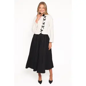 Jorah Twill Cropped Bow Jacket - Cream