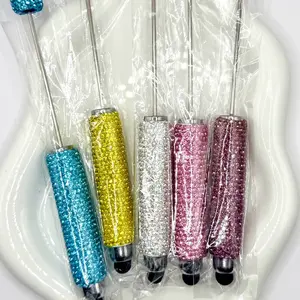 Beadable Stylus Ballpoint Pen for DIY - Full Rhinestone & Full Charms Designs Beaded Ballpoint Pens Kit DIY Jewelry and Accessories Kit (5pcs)