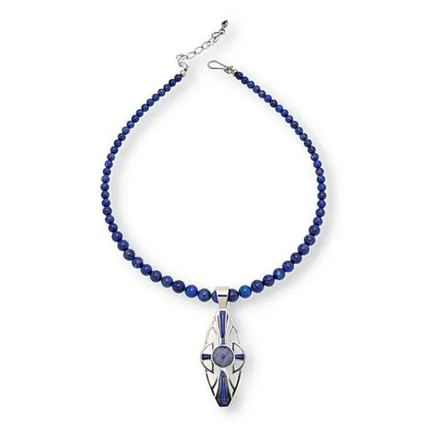 Mine Finds by Jay King Sterling Silver Tanzanite & Lapis Pendant with Bead Necklace
