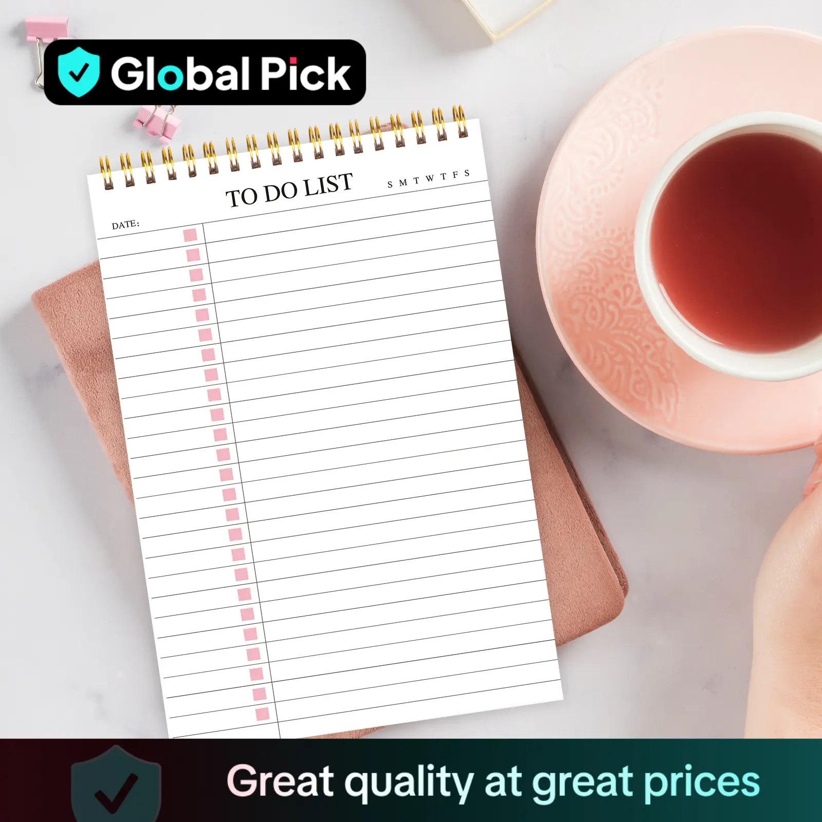 To Do List Notepad, Spiral Bound Daily Hourly Schedule Task Planning Pad, Tear-off Calendar Notepad for Office, Home and School