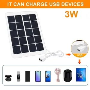Portable Solar Panel 3w 5v, Monocrystalline Silicon Charger with USB Interface, Ideal for Camping, Phone, Flashlight, Action Camera, Small Fan, Solar Panels Portable
