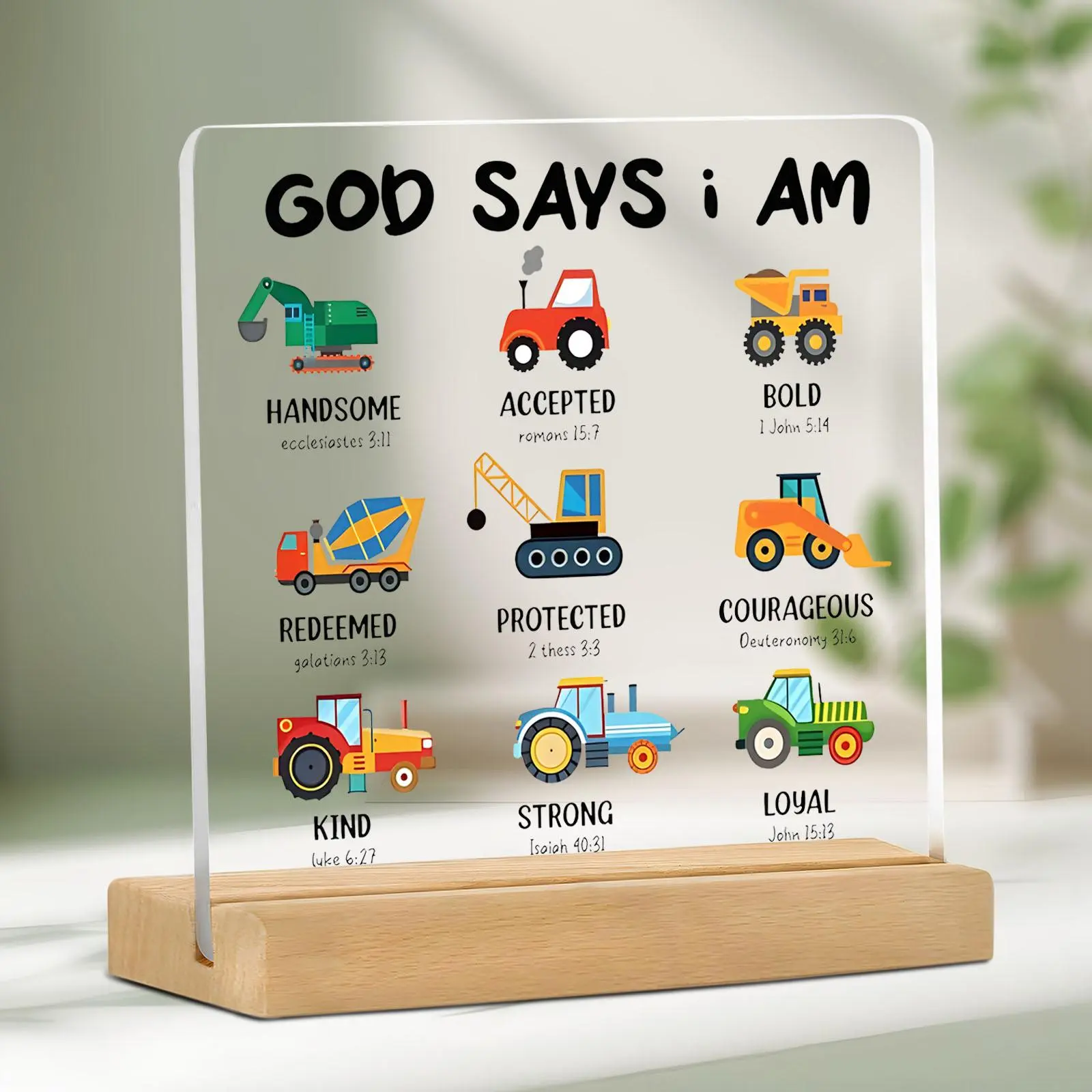 Construction Themed Acrylic Desktop Ornament, Construction Themed Acrylic Desktop Ornament, Desk Decoration for Home Office, Gift for Teenager Boy