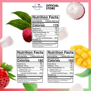 Mogu Mogu Variety Pack Juice Drink with Nata de Coco (Coconut Jelly) – Lychee, Strawberry & Mango, Chewy Fruit Beverage for Kids & Adults, 6 Pack Bottles, 10.82 fl oz Each