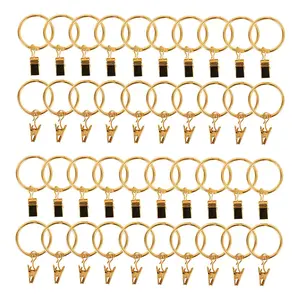 50 Pack Gold Metal Openable Curtain Clip Rings, Heavy Duty Rustproof Drapery Backdrop Clip Hangers - 1.5"