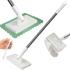 Snap Grip Mini Mop, Zero Touch Cloth Changing Mop with Automatic Push Pull Handle,360 Rotating Lazy Mops Wet Dry for Whole House Cleaning,Retractable Gap Dust Cleaner Flat Mops
