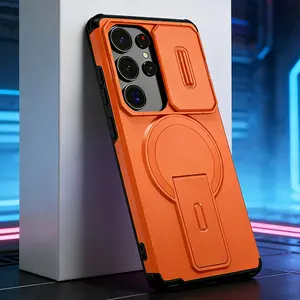 Samsung Galaxy S26 Ultra/s26 Plus/s26 Luxury Magnetic Phone Case, Heavy-Duty Shockproof Design with Stand & Slide Camera Cover