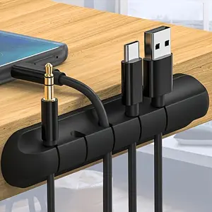 Self-Adhesive Cable Organizer Clips, Compatible with C/lightning/a Ports, Ideal for Smartphones Tablets Laptops Headsets, Desk Mount, Desk Accessories