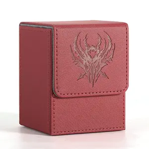 Komick Premium PU Leather Card Deck Box for MTG Yugioh Deck Box Holds 100+ Gamegenic Deck Box with 2 Dividers for Collectible Trading Cards Deck Box TCG Deck Box MTG CCG (Red Griffin)