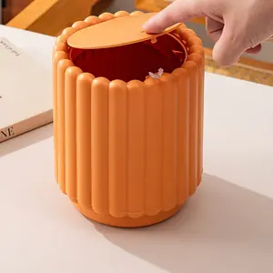 New Desktop Trash Can, Large Opening Press-To-Open Lid, Compact Sunflower Storage Bin, Home Garbage Container, Small Waste Basket