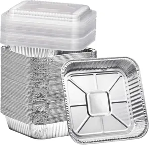 Square Aluminum Baking Cake Pans with Clear Plastic Lids (20-Pack, 8x8”) - Disposable Takeout Pans - Foil Food Containers for Cooking, Heating, Storing, Prepping Food - Eco-Friendly & Recyclable