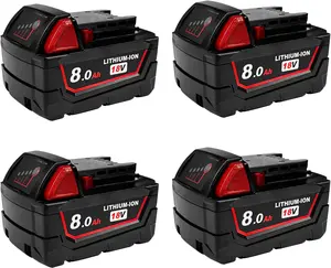 2/4/Pack 8.0Ah M18 Battery for Milwaukee Tools (ElectricHammer, impact Wrench, Circular Saw, Chain Nailer Gun,etc.) Small household tools Lithium Replacement