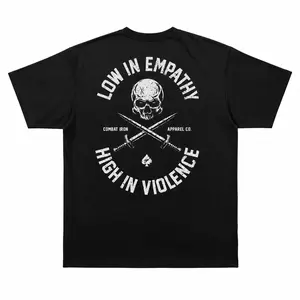 Low In Empathy High In Violence Men’s T-Shirt – Tactical Military Graphic Tee by Combat Iron Co, Veteran Alpha Mindset Shirt, Patriot Operator Apparel for 2A Lifestyle
