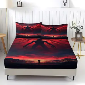 3 Piece Stranger Things Patterned Fitted Sheet,Non Fading,Including 1 Bed Sheet and 2 Pillowcases,Anti Slip Dust Cover Suitable for Bedrooms and Guest Rooms,Suitable for Personal Use or Gift Giving
