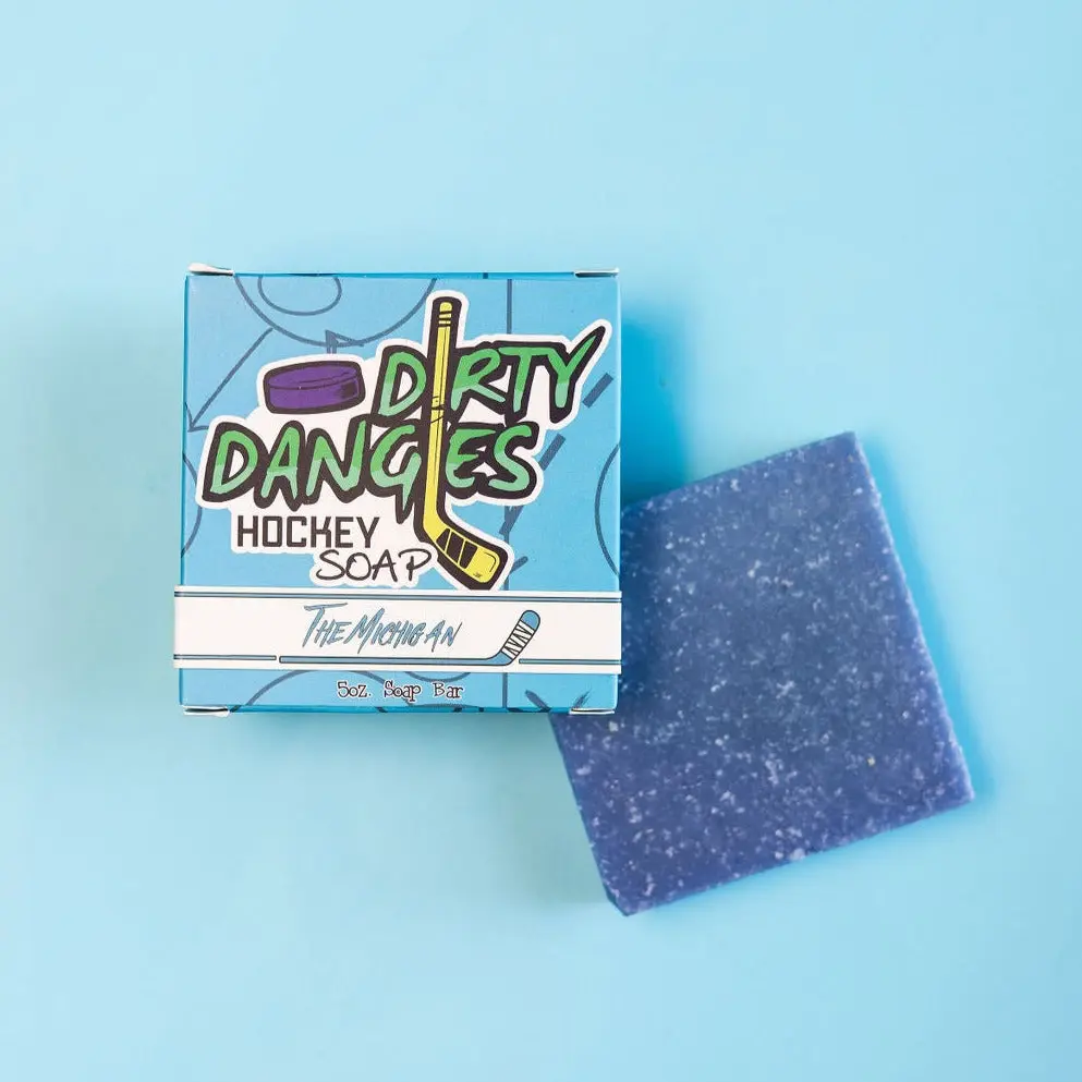 The Michigan - Dirty Dangles Hockey Soap Bars | Dirty Dangles Natural Soap Bars Handmade in the USA For Men Hockey Players | Vegan, Cruelty Free and Paraben Free | Unique Boy’s Hockey Team Gifts