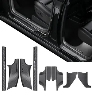 Topfit 8Pcs Door Sill Protector for Tesla Model Y Juniper 2025 2026 Front and Rear Door Pedal Kick Protection Carbon Fiber Friction Resistant Model Y Juniper Interior Accessories