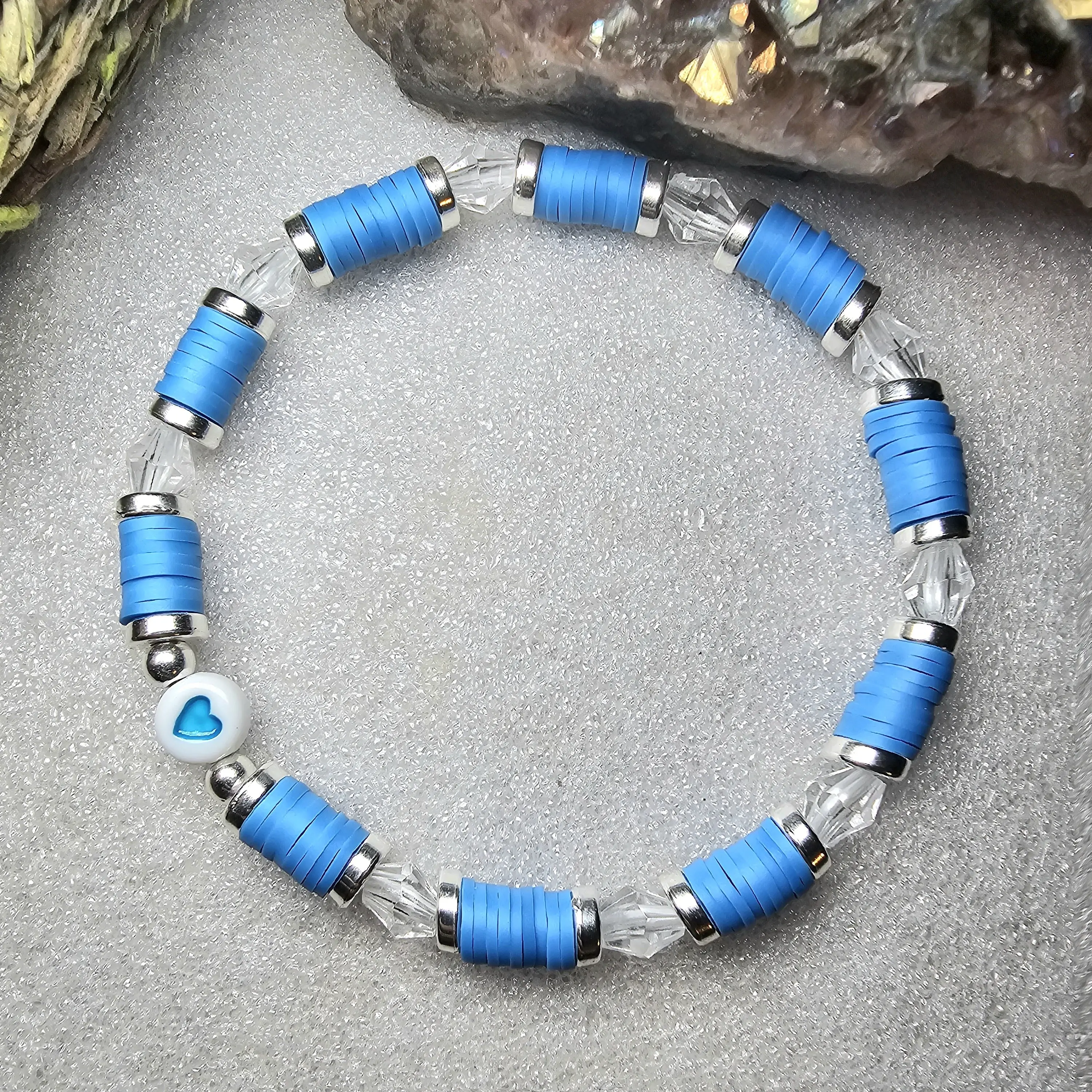 Blue Wave Movement Handmade Beaded Word Bracelet