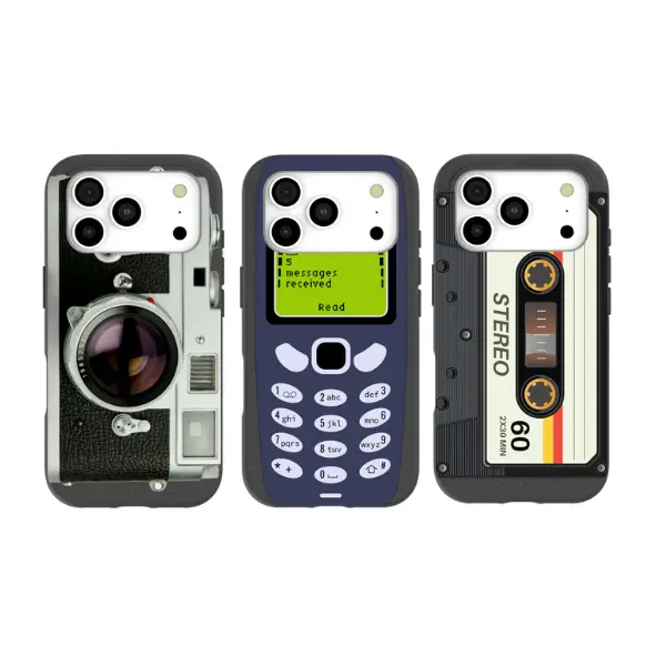 Retro Camera Phone Case, Vintage Y2K iPhone Cover, Old School Cassette Tape & Classic Nokia Style Protective Case for iPhone 17 16 15 14 13 12 11 Series, Cool Nostalgic Aesthetic Gift for Him & Her