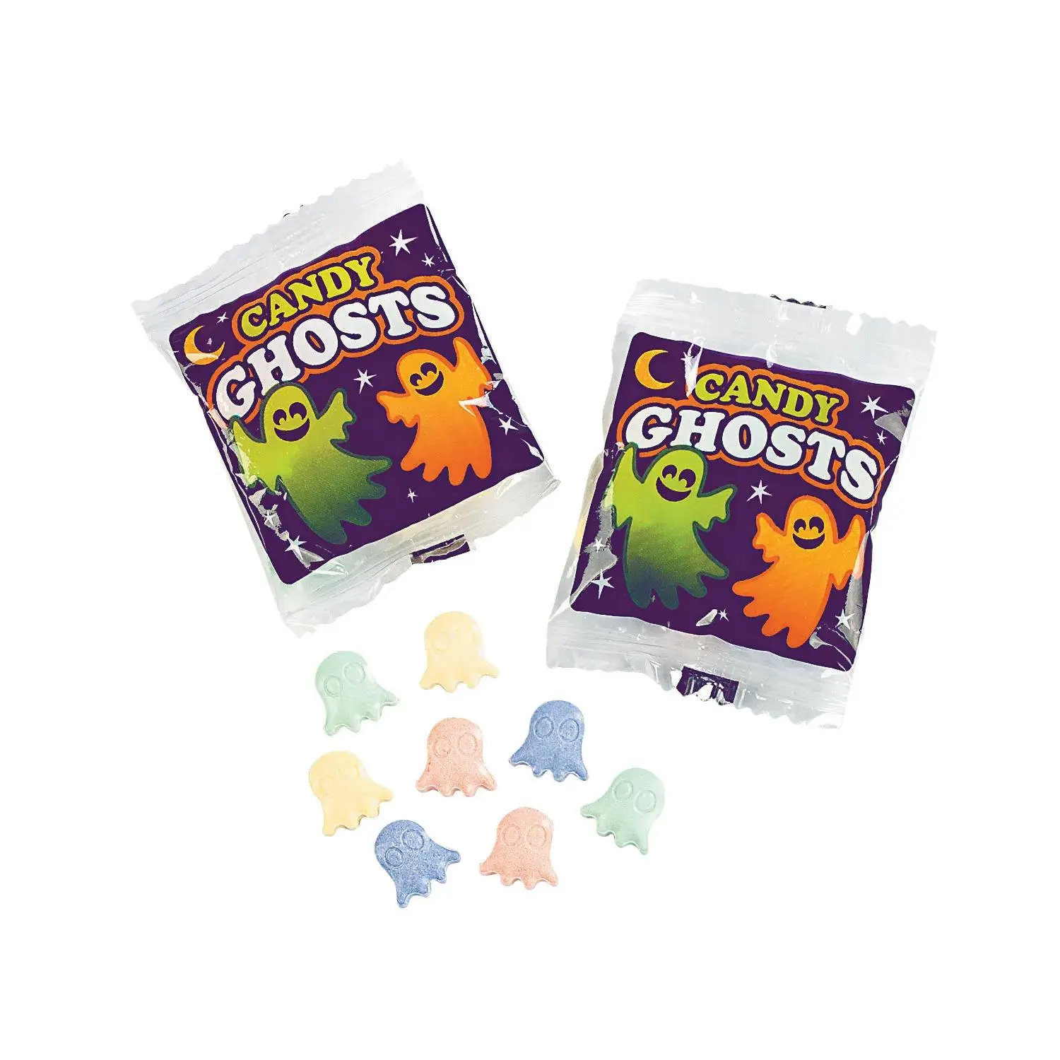 Halloween Ghosts Grape, Orange, Apple and Lemon Hard Candy - 46 Pc.