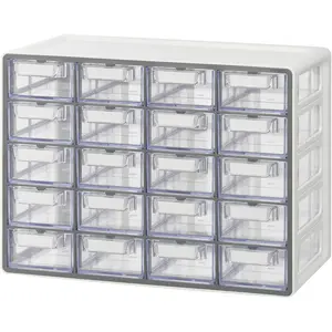 Small 20-Drawer Cabinet – Stackable Clear Organizer for, Beads, Bricks, Office, and Craft (Korea, Gray)