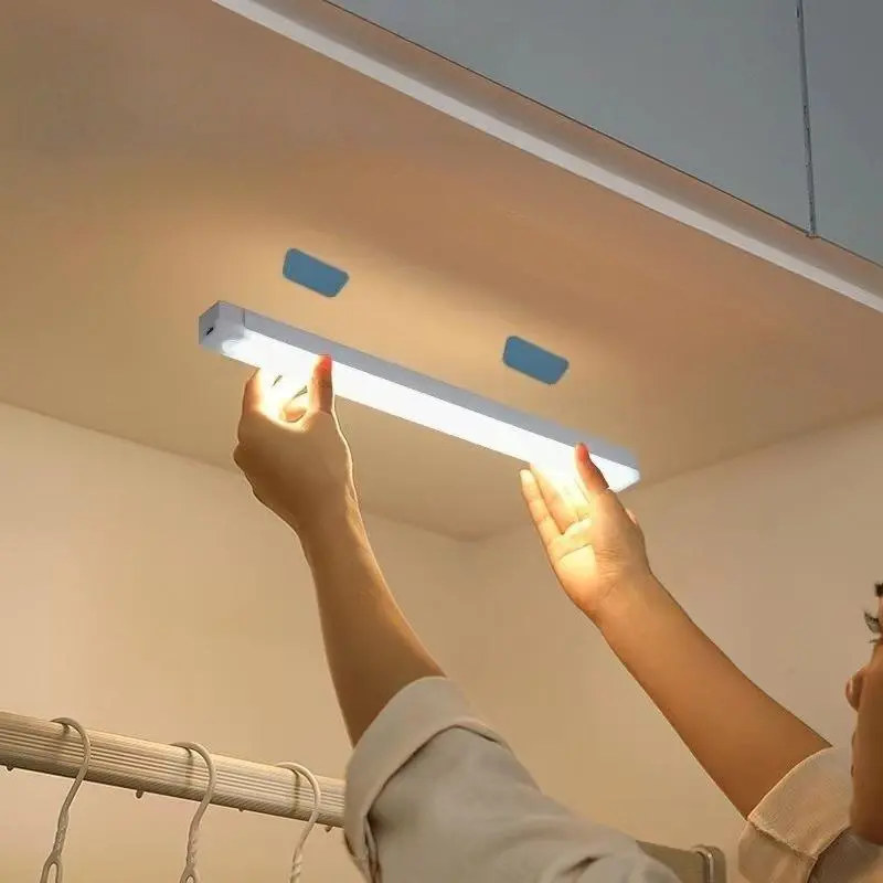 USB Rechargeable Magnetic Cabinet Light for Summer Gift, Lightweight Under Cabinet LED Light, Human Body Sensor Night Light for Closets, Wardrobe, Hallway, Stairway, Kitchen, Home Decor