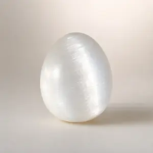 Stargate Premium Natural Selenite Egg - Satin Spar Crystal Healing Specimen (1 Pc, Approx. 4.5-5cm)