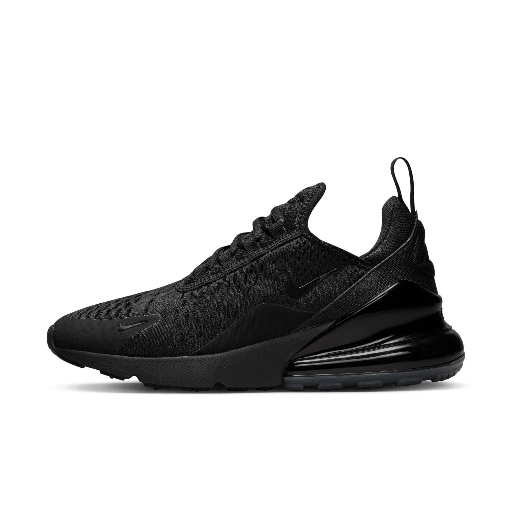 NIKE Women's Air Max 270 Triple Black Woven Casual Training Shoes (AH6789-006) - Synthetic Fabric, Mesh, Airy Woven Upper, Soft Foam Cushion, Max Air Cushioning, Traction Rubber Sole, Stretch Fit, Pull Tab for Walking, Athletic Activities