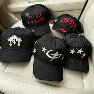 Barbas Hats x CT Premium Black Streetwear Cap Party Hats for Men Women Teens Textured Brim Metal Accent Adjustable Unisex Snapback Trendy Graphic Style