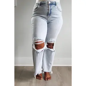 Ryan Destructed Ankle Flare • Light Wash - PLUS - FINAL SALE