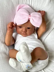 Reborn Baby Dolls Black 19 Inch Soft Cloth Body Realistic Baby Doll Girl Lovely Painted Hair Girl Brown Skin Doll Handmade Real Life Baby Dolls for Kids Ages 3+