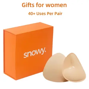 Women's Snowy Sticky Push-Up Inserts - Double-Sided Adhesive Bra Cups, Instant 2-Cup Size Boost, Reusable, Sweat & Water Resistant, Womenswear Bra Accessories