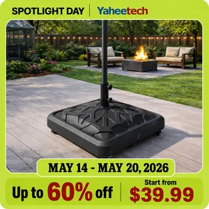 【4 Universal Castors】Yaheetech 123lb Capacity Fillable Rolling Patio Umbrella Base Stand Water/ Sand-Filled Outdoor Base Stand for Umbrella Black