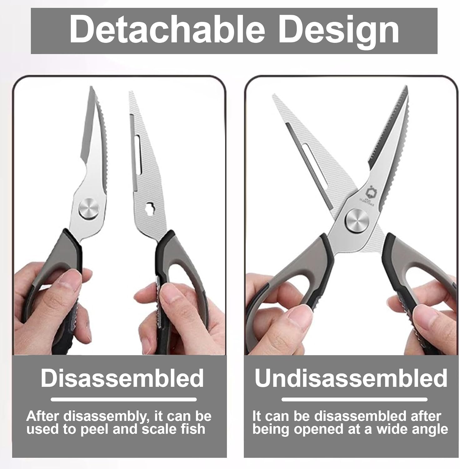 Stainless Steel Kitchen Scissors – Multi-Purpose Shears with Detachable Design, Comfortable Grip, 8.8 Inches, Ideal for Everyday Use,Universal Scissors for Office, Sewing, Fabric, Home, Craft and School Supplies - Suitable for Right/Left Hand