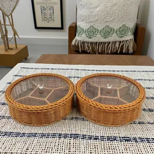 2pcs transparent lid storage basket, small item storage lightweight and easy to maintain, round storage basket, display basket, decorative basket, Food storage organizer, Super Bowl, St. Patrick's Day, Ramadan