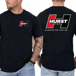 Hurst T-Shirt, American Icon Muscle Car Graphic Shirt, Classic Red & Black Hurst Logo Design, For Car Enthusiasts & Gearheads, Gift for Drag Racers & Vintage Muscle Car Fans