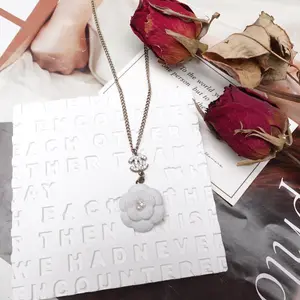 Pre-owned CHANEL metal Bag Accessories CC Necklace with Flower Pendant Jewelry