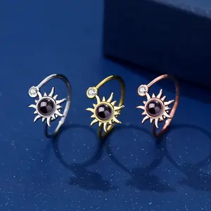 L&M  Projection Ring Personalized Minimalist Sun Design Open Adjustable Size Stylish Versatile Custom Gift for Parents Lovers Engagement Promise Rings for GF Ultrahuman Ring,custom gift mariah oval cut ring