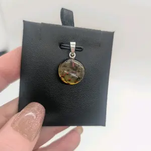 Sterling Silver Baltic Amber Sun and Moon Cameo Pendant
