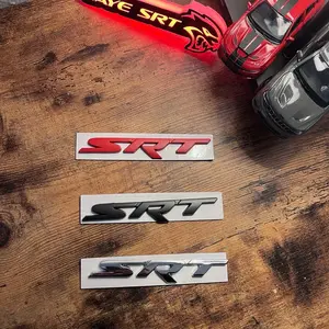 SRT 3D Metal Logo Emblem trunk badge  for Dodge Charger Hellcat Challenger Durango SRT 392 Jeep Grand Cherokee Trackhawk SRT( double sided sticker )
